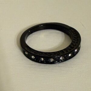 Black Rhinestones details Band Women’s Ring Women’s Band everyday ring